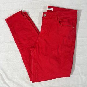 Women's Kensie Red Jeans With Frayed Ends, Size 6/28